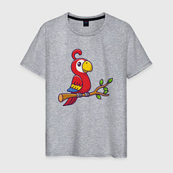 Футболка хлопковая мужская Красный попугайчик, цвет: меланж