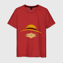 Футболка хлопковая мужская Луффи Монки соломенная шляпа, цвет: красный