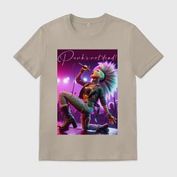 Футболка хлопковая мужская Барби поёт панк-рок, цвет: миндальный