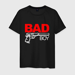 Футболка хлопковая мужская Bad boy - with gun, цвет: черный