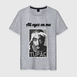 Футболка хлопковая мужская 2pac Art All eayz on me, цвет: меланж