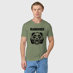 Футболка хлопковая мужская Ramones - rock panda, цвет: авокадо — фото 2