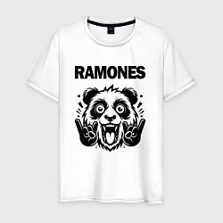 Футболка хлопковая мужская Ramones - rock panda, цвет: белый