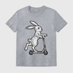 Футболка хлопковая мужская Зайчик с самокатом, цвет: меланж