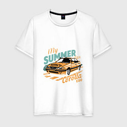 Футболка хлопковая мужская My Summer Car Toyota Corolla, цвет: белый
