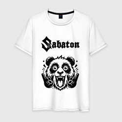 Футболка хлопковая мужская Sabaton - rock panda, цвет: белый