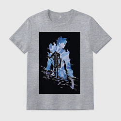 Футболка хлопковая мужская Поднятие уровня в одиночку охотник Джин Ву, цвет: меланж