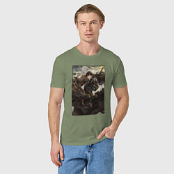 Футболка хлопковая мужская Чжун Ли - дракон, цвет: авокадо — фото 2