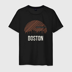 Футболка хлопковая мужская Boston Massachusetts, цвет: черный