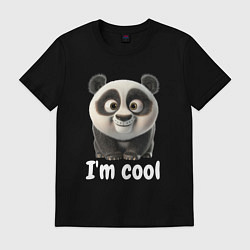 Футболка хлопковая мужская Крутая панда cool, цвет: черный