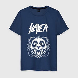 Футболка хлопковая мужская Slayer rock panda, цвет: тёмно-синий