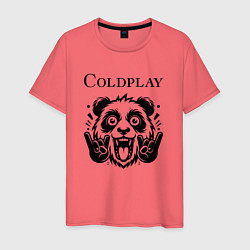 Футболка хлопковая мужская Coldplay - rock panda, цвет: коралловый