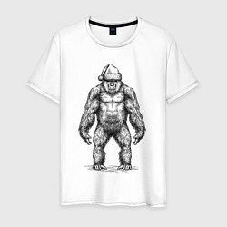 Футболка хлопковая мужская Новогодняя горилла, цвет: белый