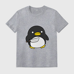 Футболка хлопковая мужская Линукс пингвин, цвет: меланж