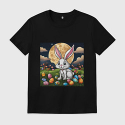 Футболка хлопковая мужская Пасха при луне, цвет: черный