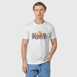 Футболка хлопковая мужская Aloha череп, цвет: белый — фото 2