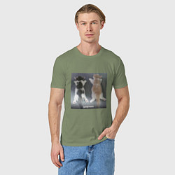 Футболка хлопковая мужская Мемные коты умерчики, цвет: авокадо — фото 2