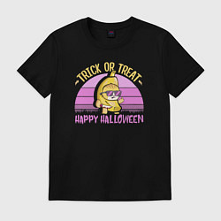 Футболка хлопковая мужская Trick or treat happy halloween colored, цвет: черный