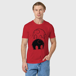 Футболка хлопковая мужская Cute elephants, цвет: красный — фото 2