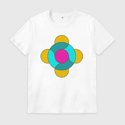 Футболка хлопковая мужская Геометрическая фигура из кругов, цвет: белый