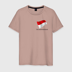 Футболка хлопковая мужская Im Indonesian - motto, цвет: пыльно-розовый