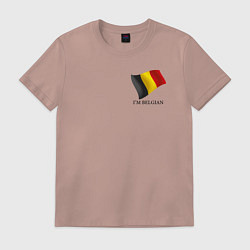 Футболка хлопковая мужская Im Belgian - motto, цвет: пыльно-розовый