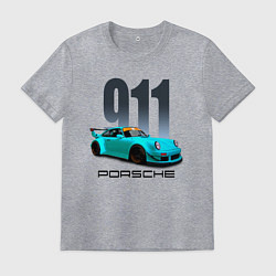 Футболка хлопковая мужская Cпортивный автомобиль Porsche, цвет: меланж