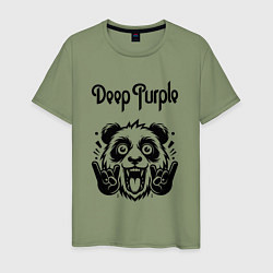 Футболка хлопковая мужская Deep Purple - rock panda, цвет: авокадо