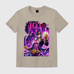 Футболка хлопковая мужская Jotaro Kujo and his new stand ai art, цвет: миндальный