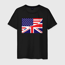 Футболка хлопковая мужская США и Великобритания, цвет: черный