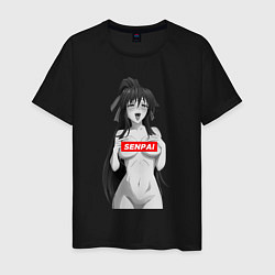 Футболка хлопковая мужская Ахегао senpai nudity, цвет: черный