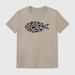 Футболка хлопковая мужская Рыбная рыба, цвет: миндальный