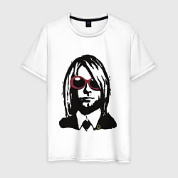 Футболка хлопковая мужская Kurt Cobain Nirvana portrait, цвет: белый