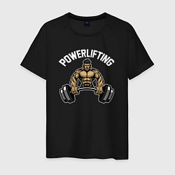 Футболка хлопковая мужская Powerlifting gym, цвет: черный