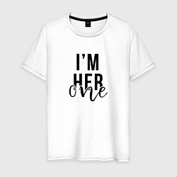 Футболка хлопковая мужская I am her one, цвет: белый