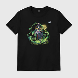 Футболка хлопковая мужская Тигнари из Геншин Импакт, цвет: черный