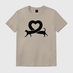 Футболка хлопковая мужская Love cat, цвет: миндальный
