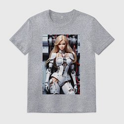 Футболка хлопковая мужская Кибер Барби - нейросеть фантазия, цвет: меланж