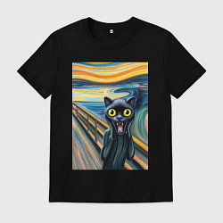 Футболка хлопковая мужская Пантера кричит - мем нейросеть, цвет: черный