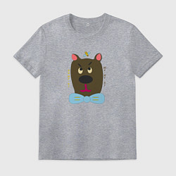 Футболка хлопковая мужская Медведь с пчелой, цвет: меланж