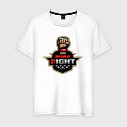 Футболка хлопковая мужская MMA fight night, цвет: белый