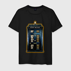 Футболка хлопковая мужская Tardis Sherlock, цвет: черный