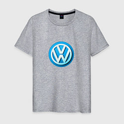 Футболка хлопковая мужская Volkswagen logo blue, цвет: меланж