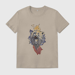 Футболка хлопковая мужская Бурый, цвет: миндальный