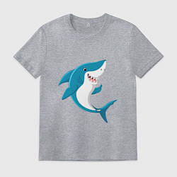 Футболка хлопковая мужская Веселая добрая акула, цвет: меланж