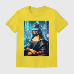Футболка хлопковая мужская Gioconda - cyberpunk ai art fantasy, цвет: желтый