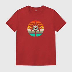 Футболка хлопковая мужская Ретро пальма с большим глазом, цвет: красный