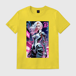 Футболка хлопковая мужская Pretty Barbie blond - cyberpunk ai art, цвет: желтый