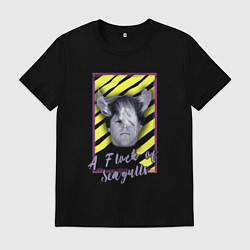 Футболка хлопковая мужская A flock of seagulls band, цвет: черный