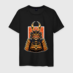 Футболка хлопковая мужская Тигр - самурай, цвет: черный